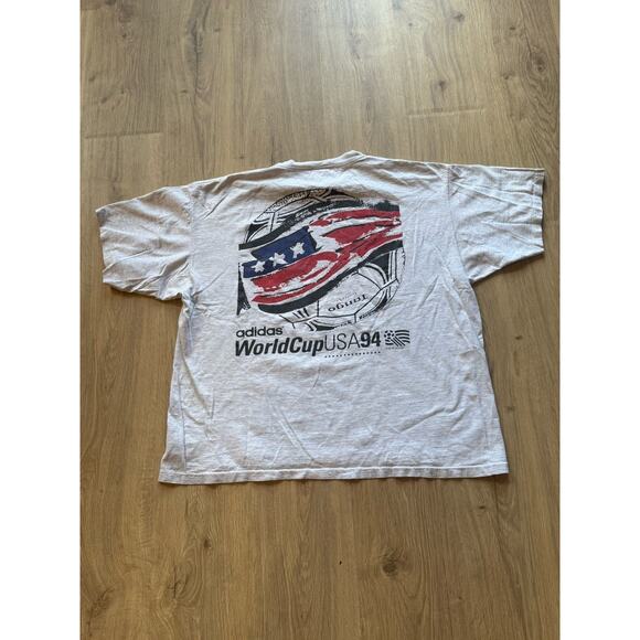 Vintage Adidas World Cup USA 1994 Soccer Ball T Shirt Men's XL Gray - Picture 1 of 10